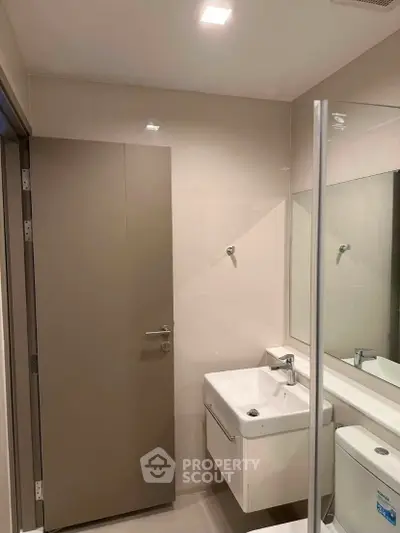 Modern bathroom with sleek fixtures and minimalist design