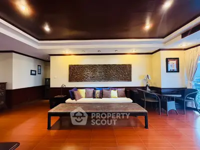 Luxurious living room with elegant decor and cozy seating area