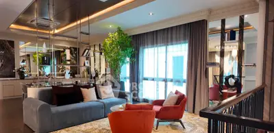 Luxurious modern living room with elegant decor and open layout