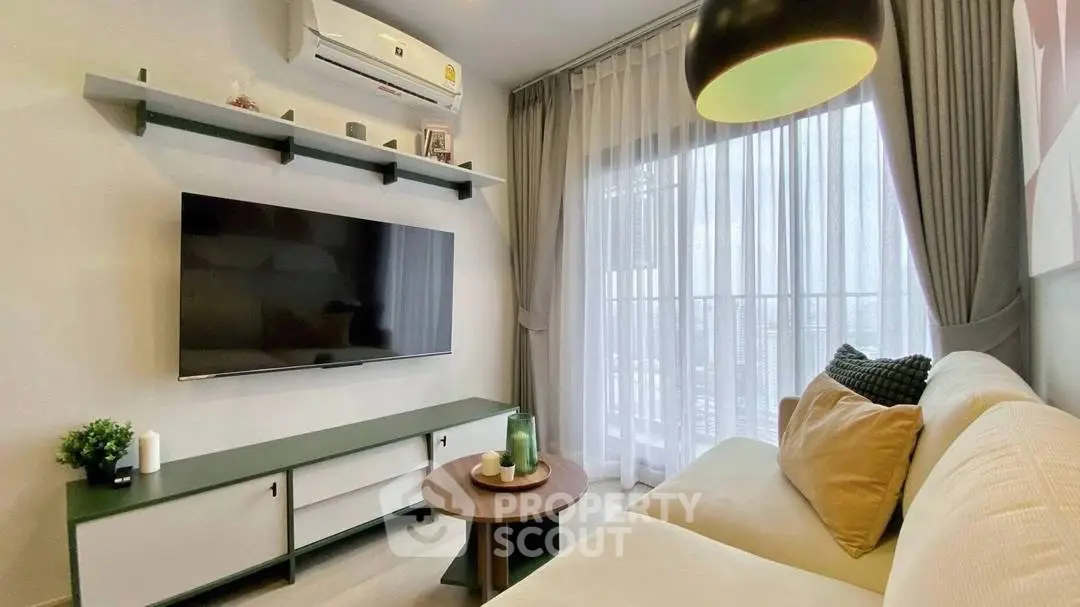 Modern living room with stylish decor and natural light