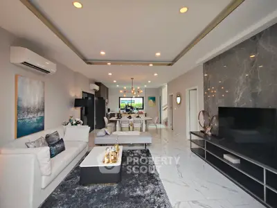 Luxurious modern living room with elegant decor and spacious layout