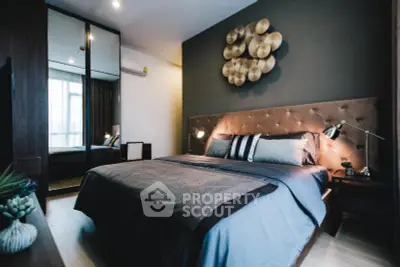 Luxurious modern bedroom with stylish decor and ample natural light