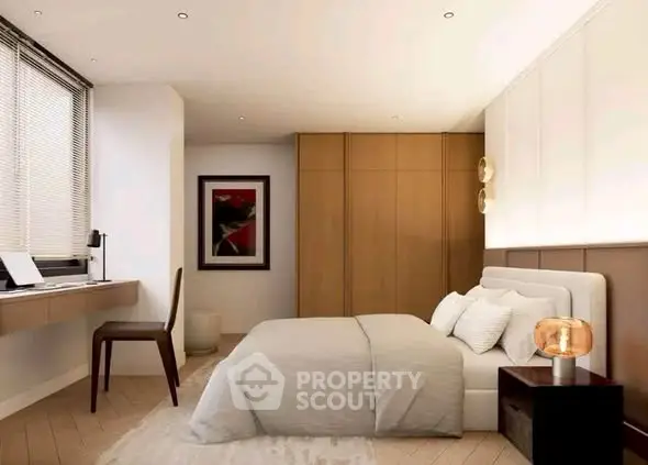 Modern bedroom with elegant decor and natural light