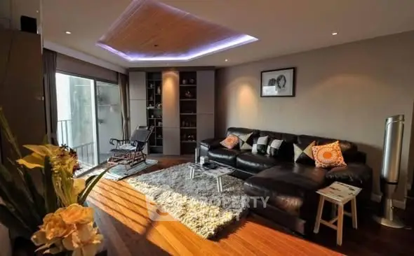 Luxurious living room with modern decor and cozy seating area