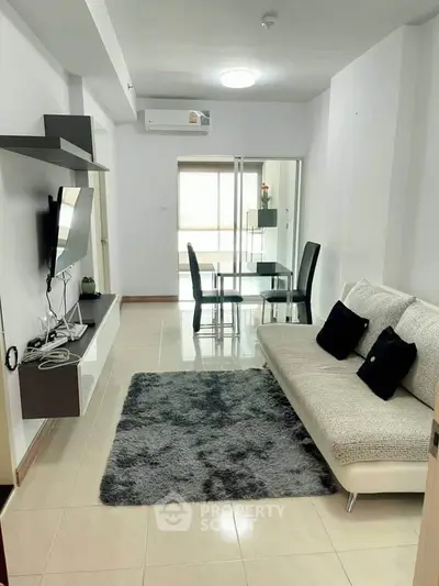 Modern living room with sleek furniture and stylish decor