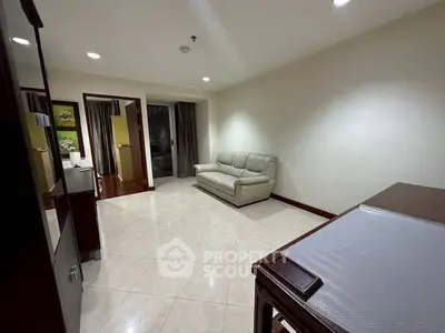 Spacious living room with modern sofa and elegant decor