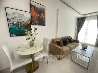 Modern living room with elegant decor and natural light