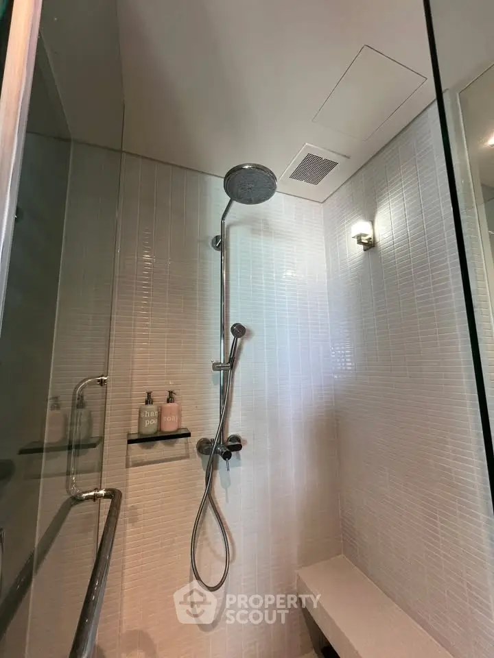 Modern bathroom shower with sleek design and elegant fixtures