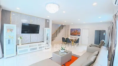 Luxurious modern living room with elegant decor and spacious layout