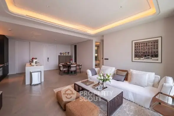 Luxurious modern living room with elegant decor and open layout, perfect for entertaining.