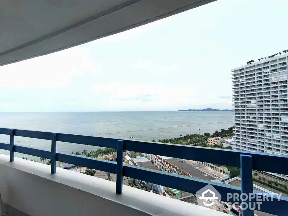 Stunning ocean view from high-rise balcony in modern condominium