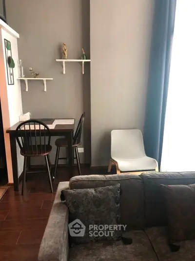 Cozy living room with modern decor and natural light