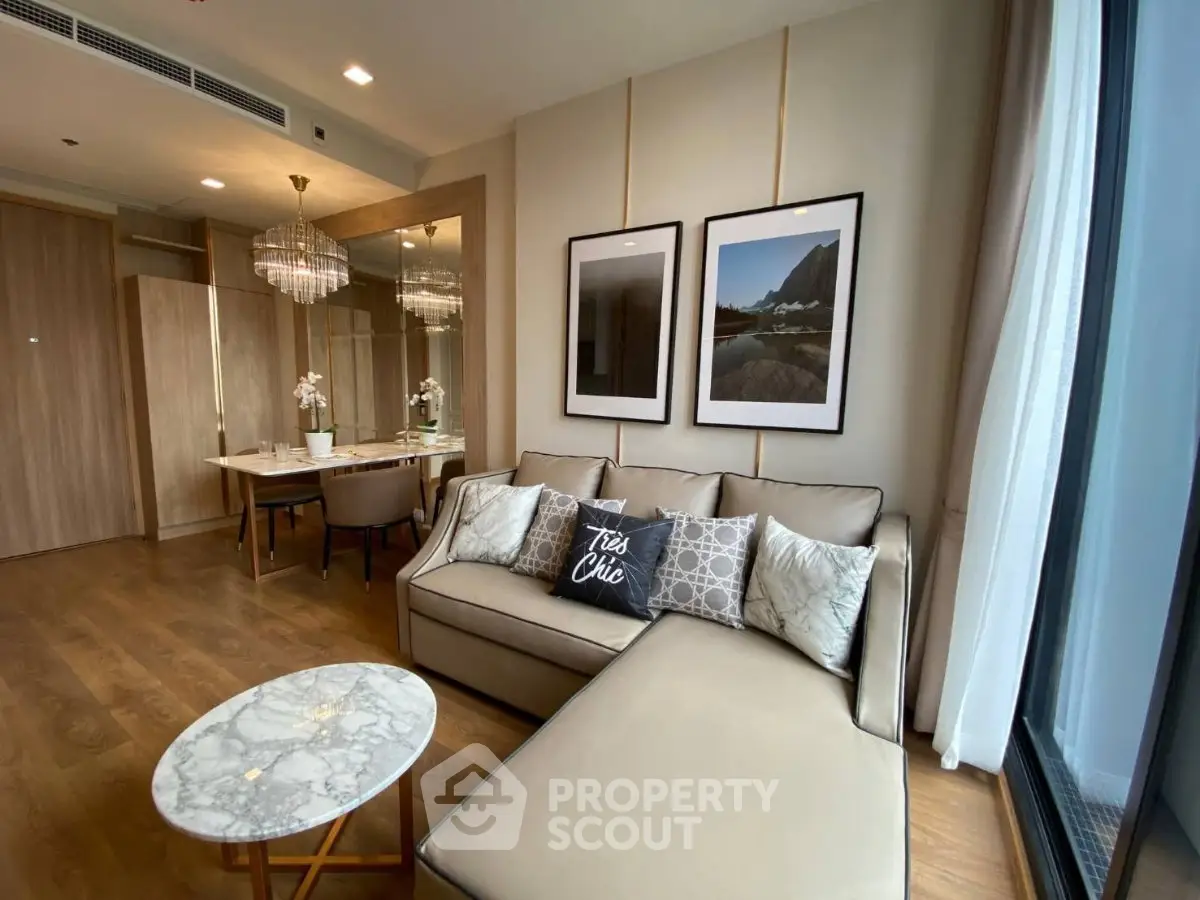 Luxurious living room with elegant decor and chic furnishings in modern apartment