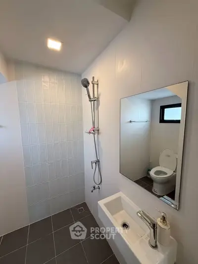 Modern bathroom with sleek fixtures and minimalist design