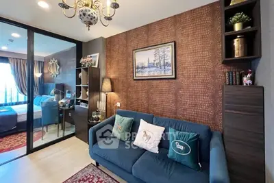 Stylish living room with elegant decor and cozy seating in modern apartment