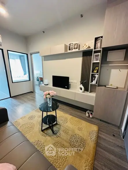 Modern living room with stylish decor and cozy ambiance