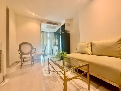 Elegant living room with modern furniture and open layout