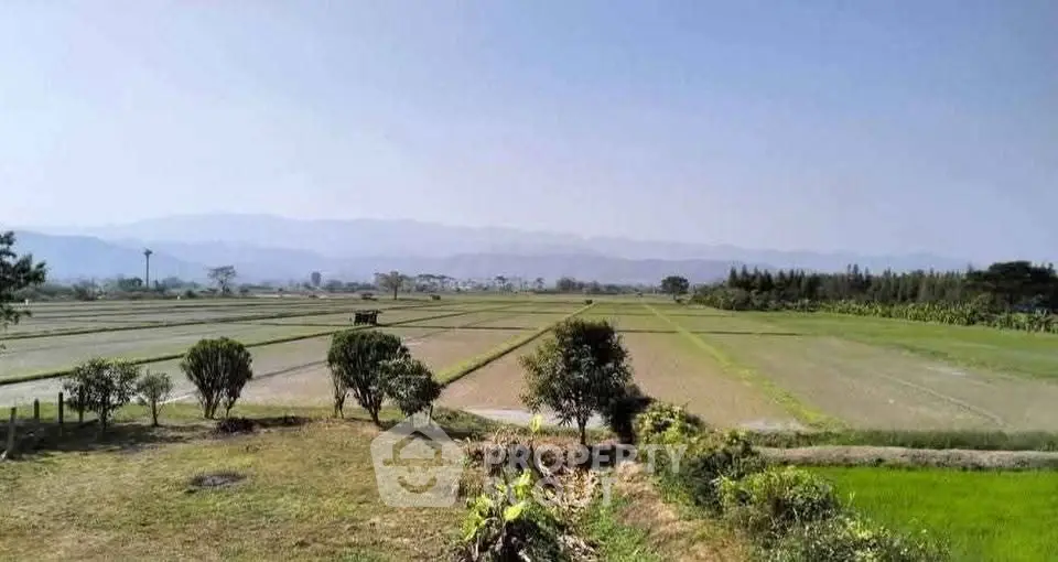 Expansive rural landscape with lush green fields and distant mountains, perfect for agricultural investment.