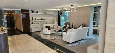 Luxurious modern living room with elegant decor and spacious layout