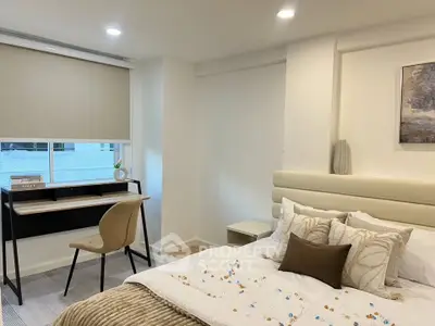 Modern bedroom with stylish decor and cozy ambiance