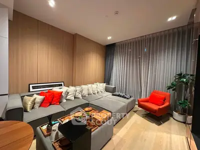 Modern living room with stylish furniture and cozy ambiance