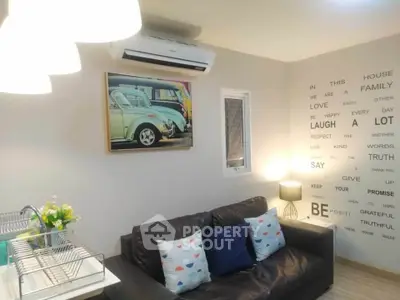 Cozy living room with modern decor and stylish lighting