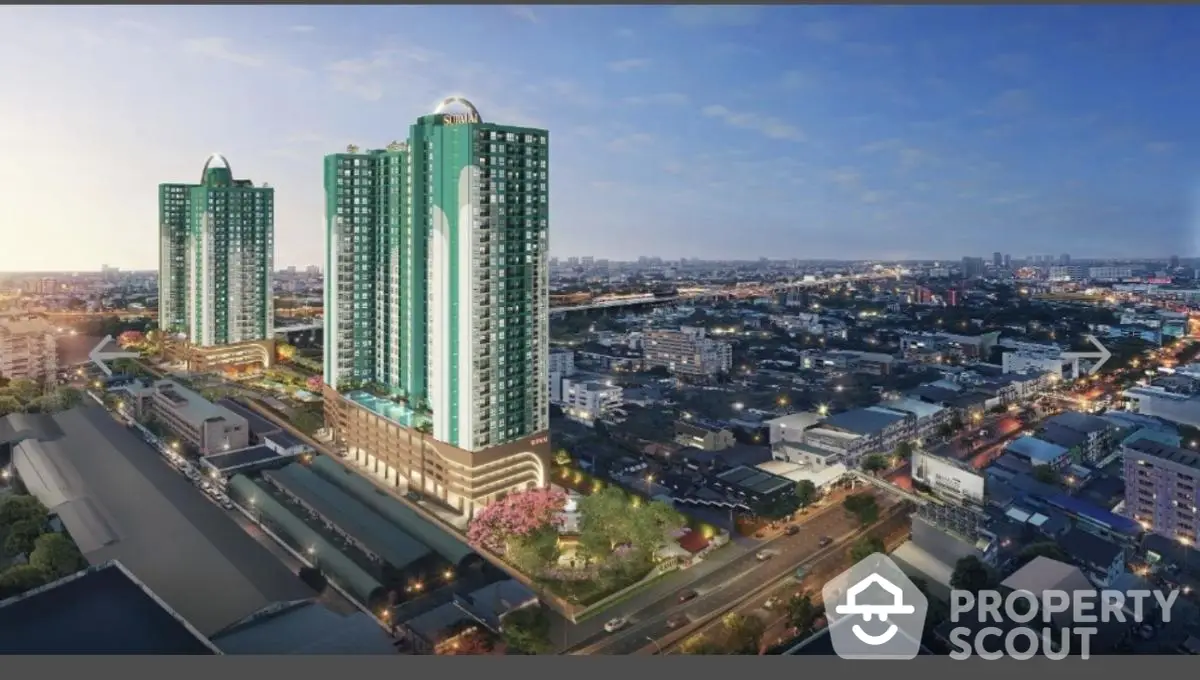 Stunning aerial view of modern high-rise residential buildings in vibrant urban setting