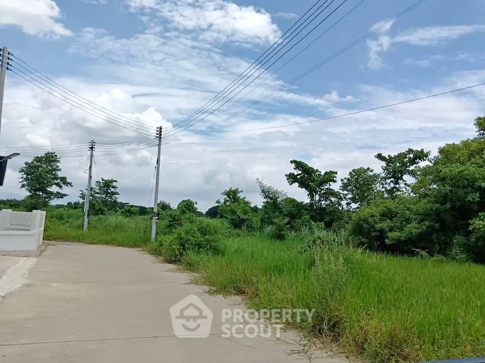 Scenic view of lush green land with clear blue sky, perfect for real estate development.