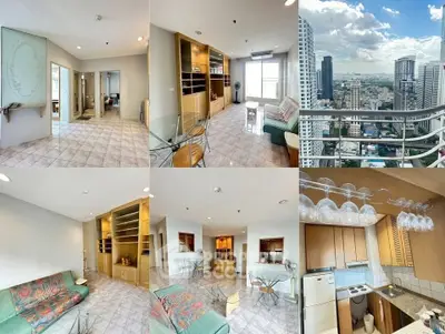 Spacious condo with city view, featuring modern living room, cozy bedroom, and well-equipped kitchen.