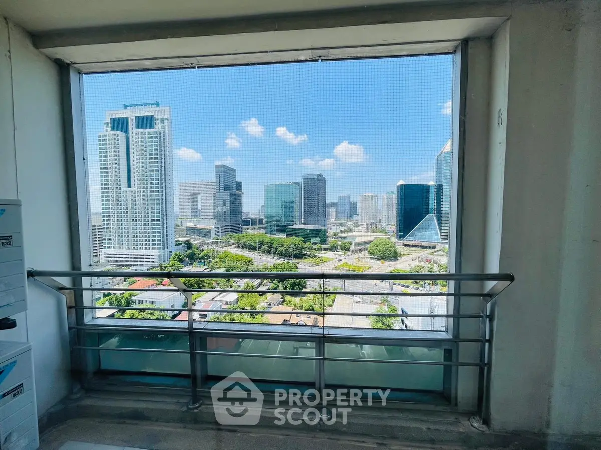 Stunning city view from high-rise balcony with modern skyline