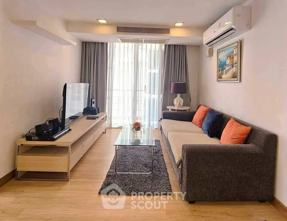 Modern living room with stylish decor and natural light