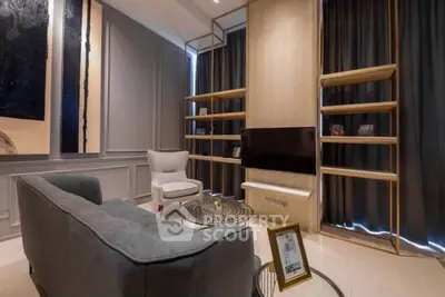 Stylish modern living room with elegant decor and cozy seating area