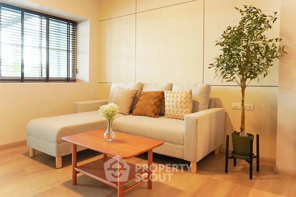 Cozy living room with modern sofa and stylish decor