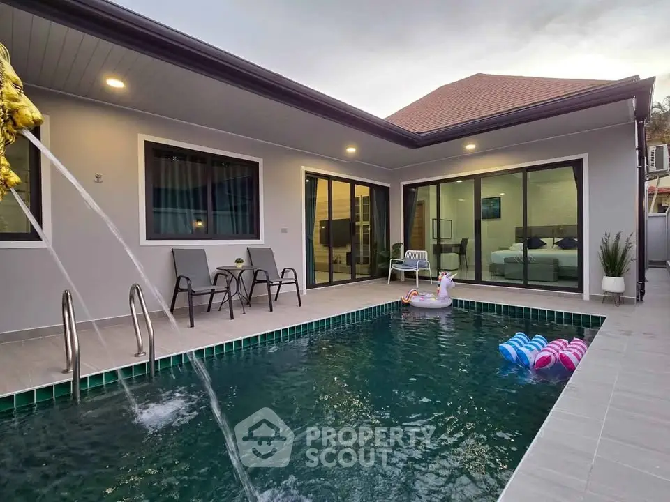 Luxurious modern home with private pool and stylish patio, perfect for relaxation and entertainment.