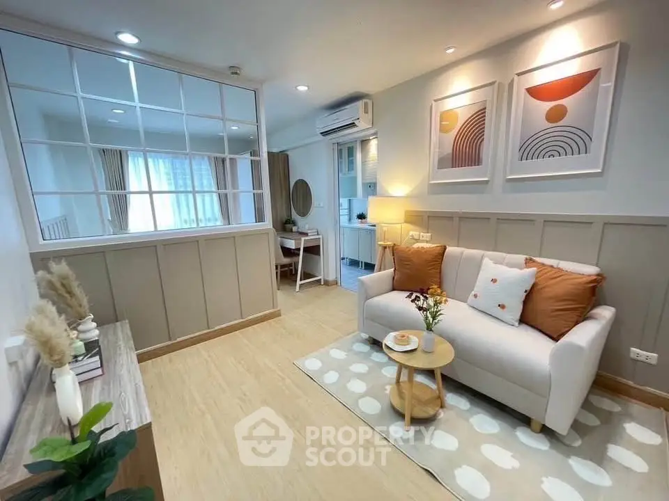 Chic modern living room with cozy decor and stylish furniture