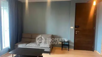 Modern living room with cozy sofa and stylish decor