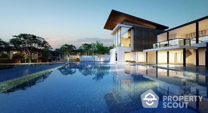 Luxurious modern villa with infinity pool, expansive terrace, and stunning sunset views, perfect for upscale living and entertaining.