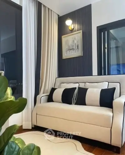 Stylish living room with elegant sofa and modern decor