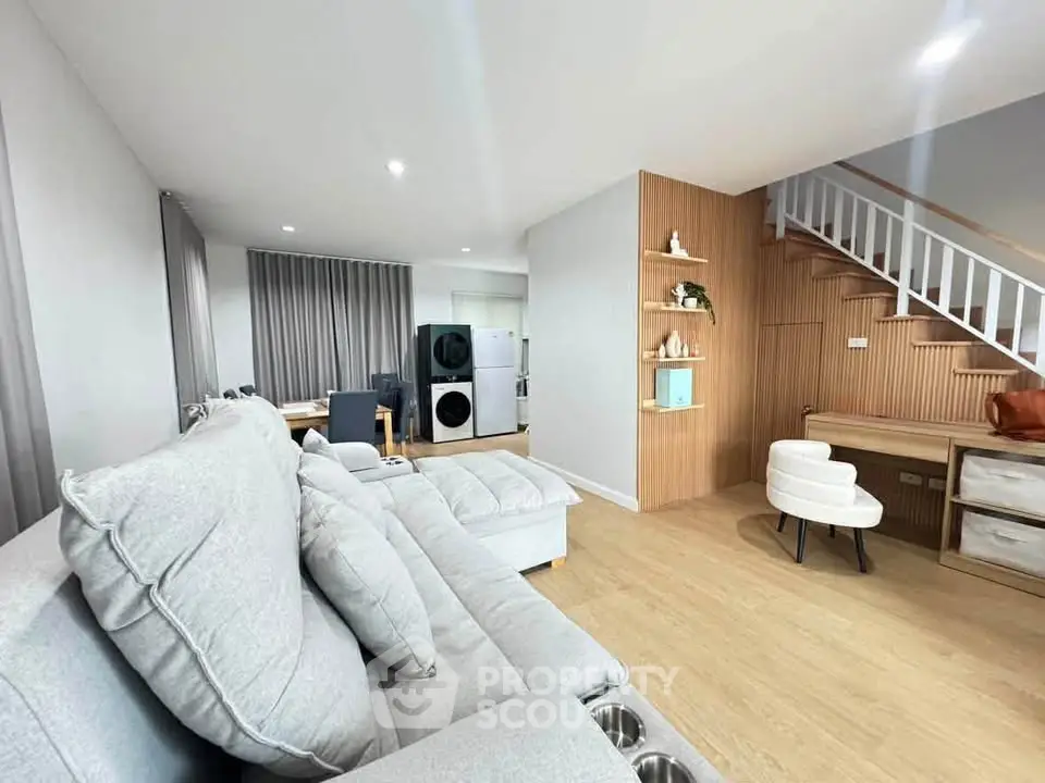Spacious modern living room with stylish decor and open layout