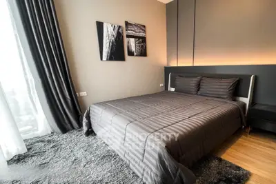 Modern bedroom with stylish decor and cozy ambiance