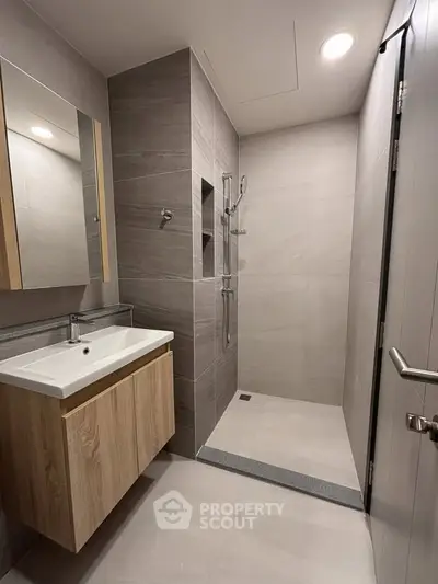Modern bathroom with sleek design and walk-in shower