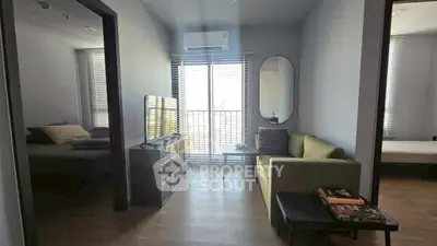 Cozy living room with modern decor and natural light