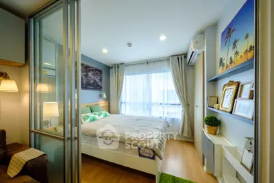 Modern cozy bedroom with stylish decor and natural light