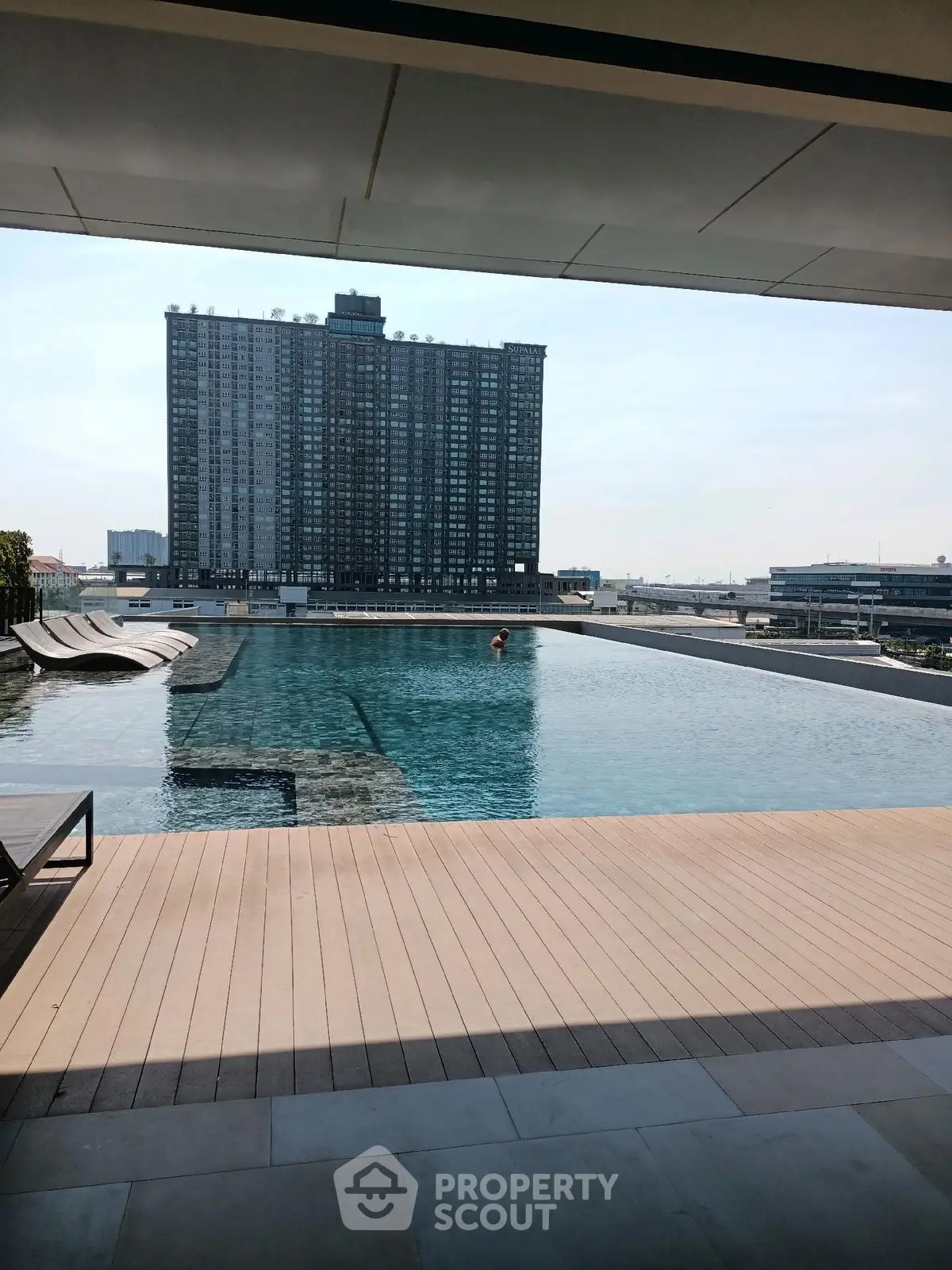 Luxurious rooftop infinity pool with stunning cityscape view, perfect for relaxation and leisure in urban living.
