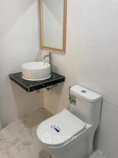 Modern bathroom with sleek fixtures and elegant design