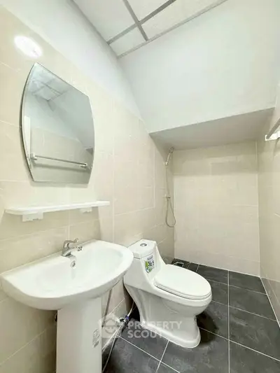 Modern bathroom with sleek fixtures and minimalist design