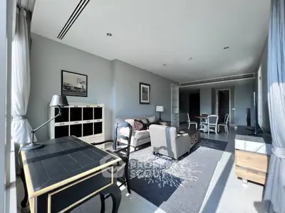 Spacious modern living room with stylish furniture and ample natural light