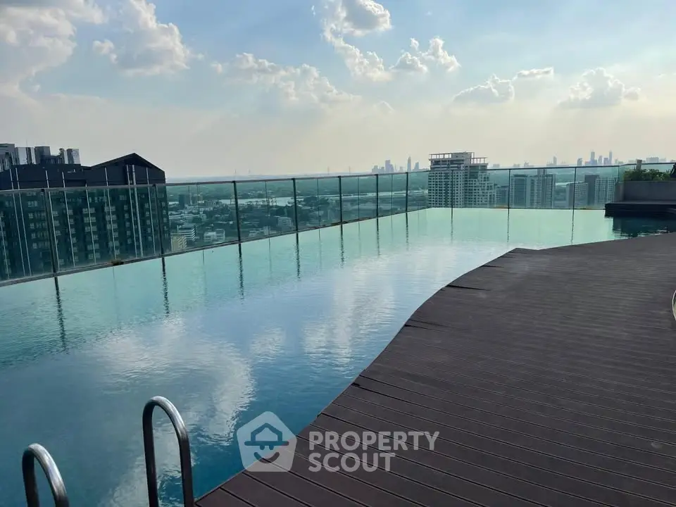 Stunning rooftop infinity pool with panoramic city skyline views, perfect for luxury urban living.