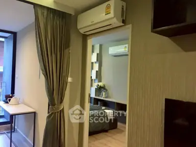 Modern apartment interior with air conditioning and stylish decor