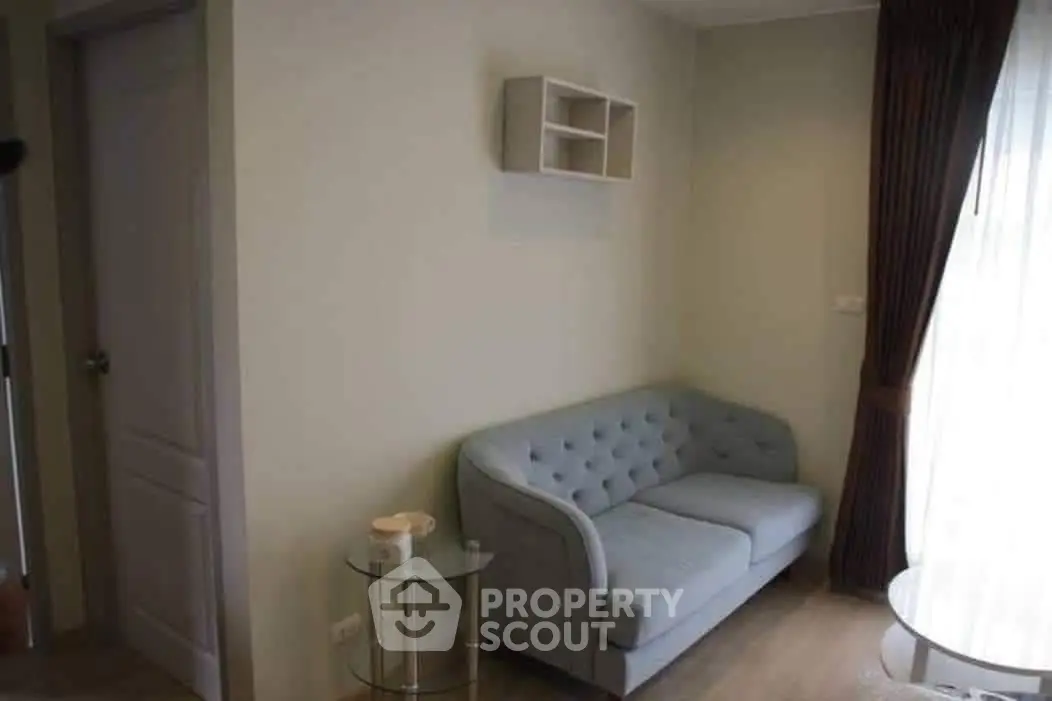 Cozy living room with stylish sofa and natural light